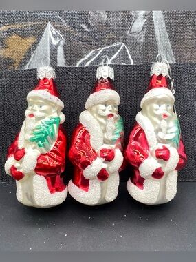 Festive Red Santa Glass Ornament - Holiday Home Decor-Made In Poland